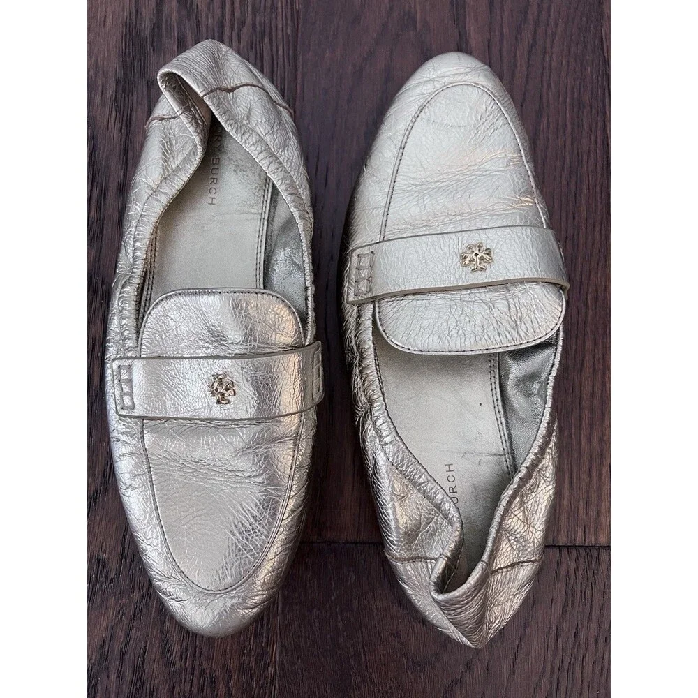 Tory Burch Metallic Gold Ballet Loafers Size 8.5 M